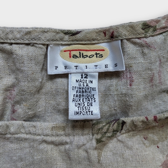 Vintage Talbots Petites Size 12 Linen Floral Dress with Pockets, Made in USA - Picture 3 of 6